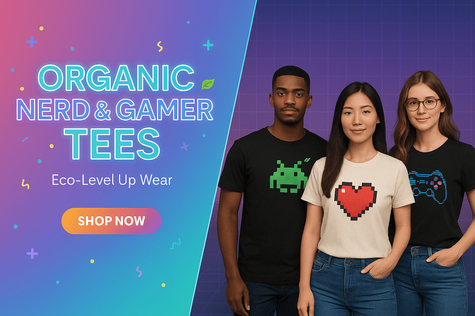Organic Nerd & Gamer T-Shirts | Eco-Level Up Wear