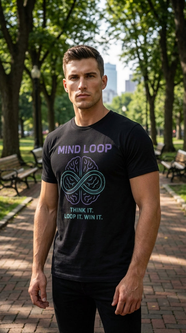 Organic Cotton T-Shirt Unisex - Mind Loop Tee - Male Model in Boston Common - Mana Color Aesthetic