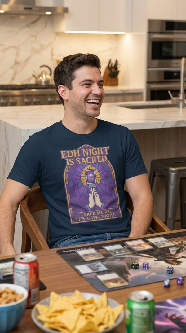 Sacred Game Night Stained Glass T-Shirt - Kitchen Table Casual (CCG) in Modern Kitchen - The LGS 'Equippable'