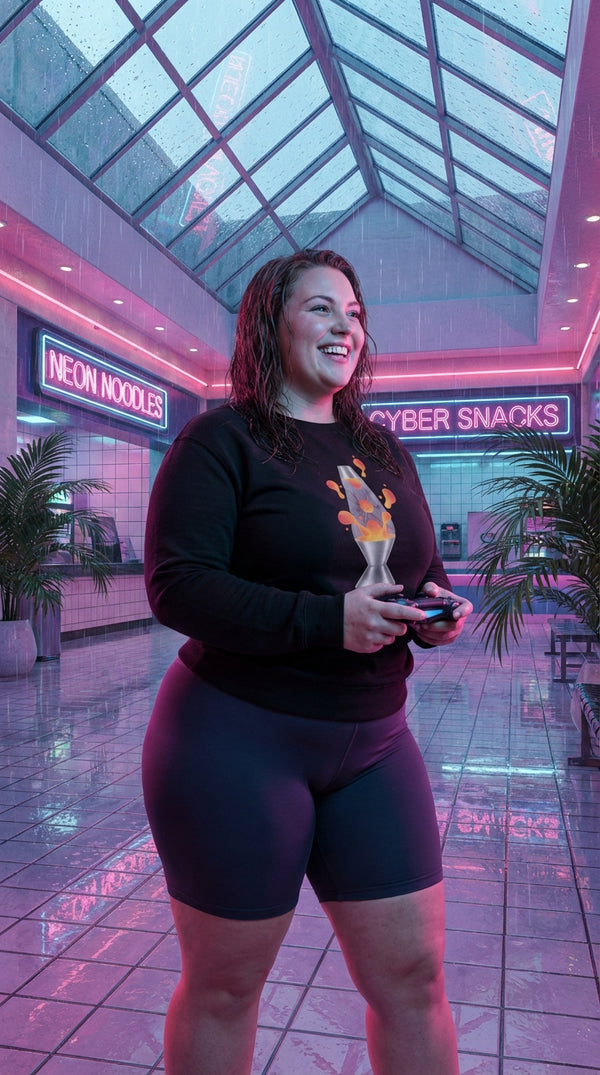 Retro Lava Lamp Organic Sweatshirt - Cyberpunk Plus in 90s Mall Food Court - 90s Grunge Revival