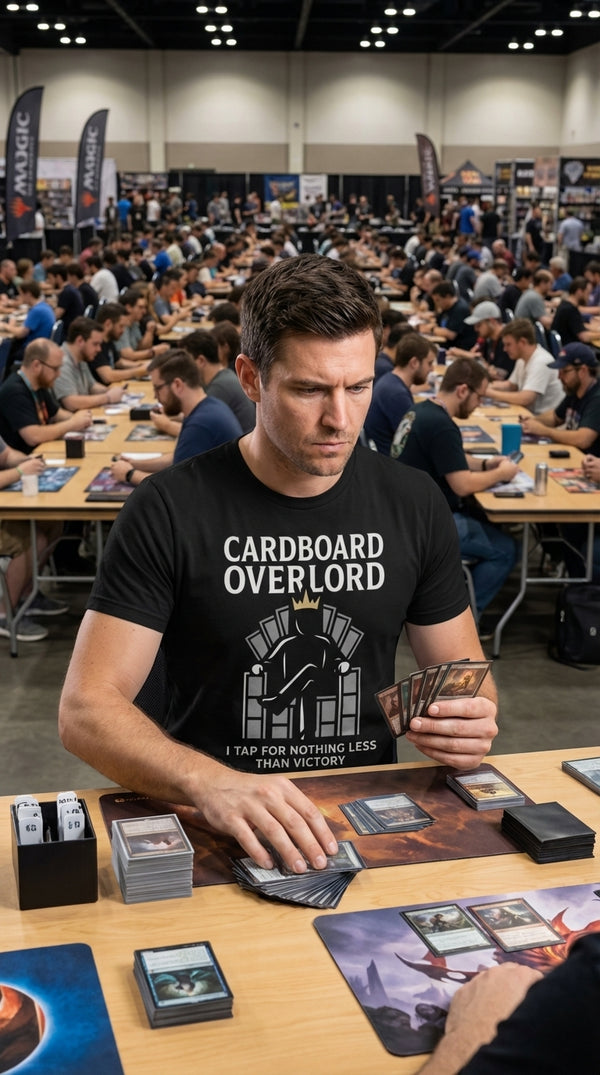 Cardboard Overlord Throne T-Shirt - Tournament Grinder (CCG) in Tournament Hall - Mainboard Staple