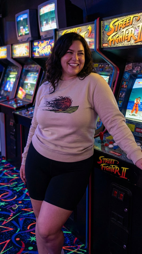 Turbo Spin Dash Organic Cotton Sweatshirt - Retro Plus Arcade in Neon Arcade Alley - Mana Color Aesthetic