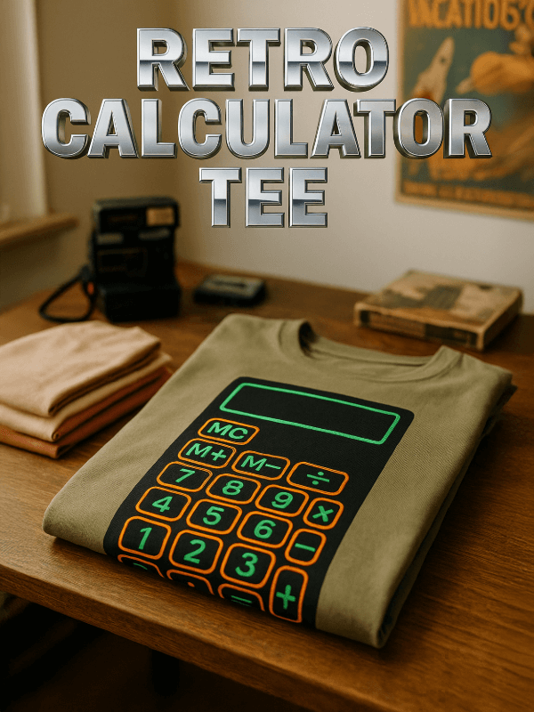 Organic Cotton T‑shirt – Unisex Neon Retro Calculator Tee - Design Delight Studio