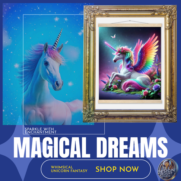 Limited Edition Magical Rainbow Unicorn Poster with Magnetic Hanger – Eco-Friendly, Whimsical Wall Art for Kids & Fantasy Lovers | Vibrant Home Decor – Shop Now!