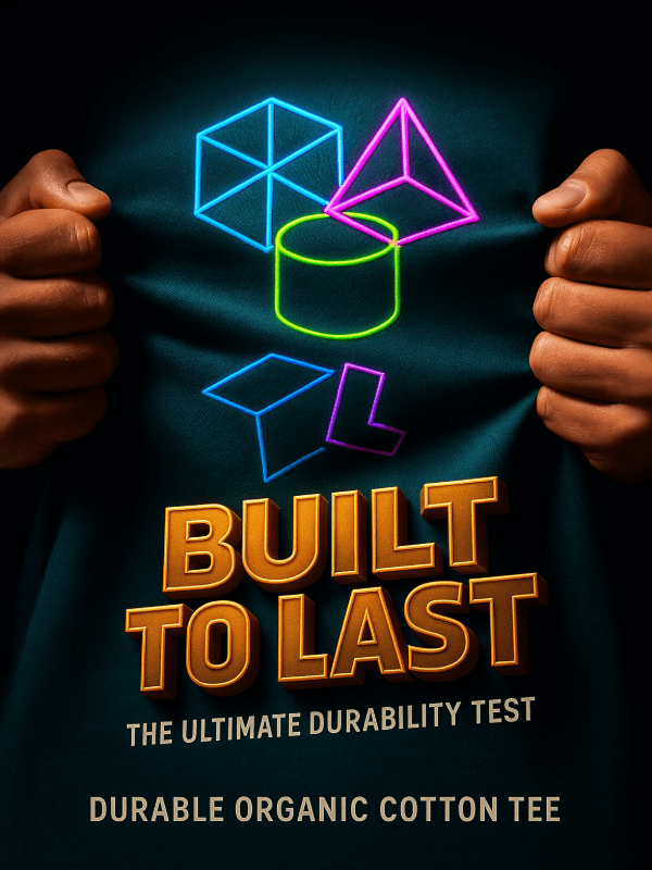 Organic Cotton T‑shirt – Unisex Neon Geometric Shapes Tee - Design Delight Studio