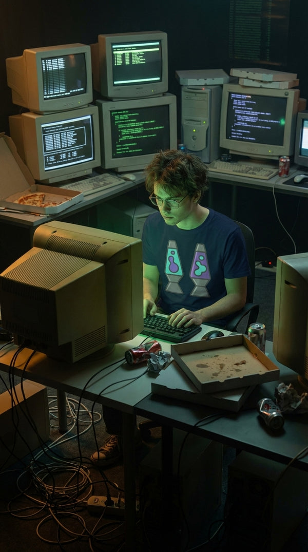 Retro Lava Lamps Organic Cotton T-Shirt - Multiplayer Pod (Social) in 90s LAN Party - 90s Grunge Revival