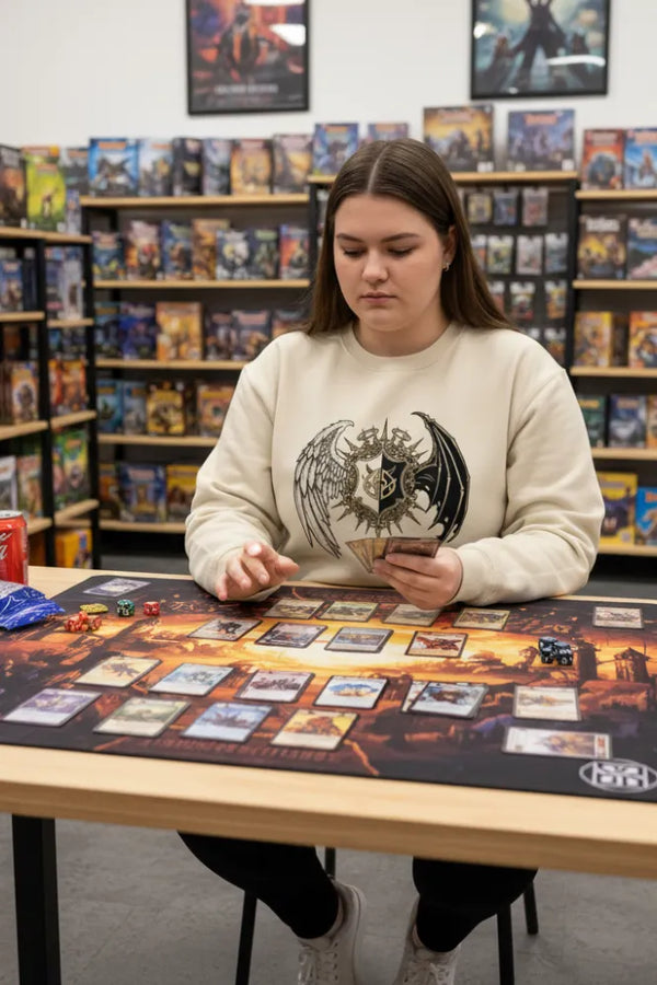 Celestial Crest Organic Gamer Sweatshirt – Wings of Balance Edition