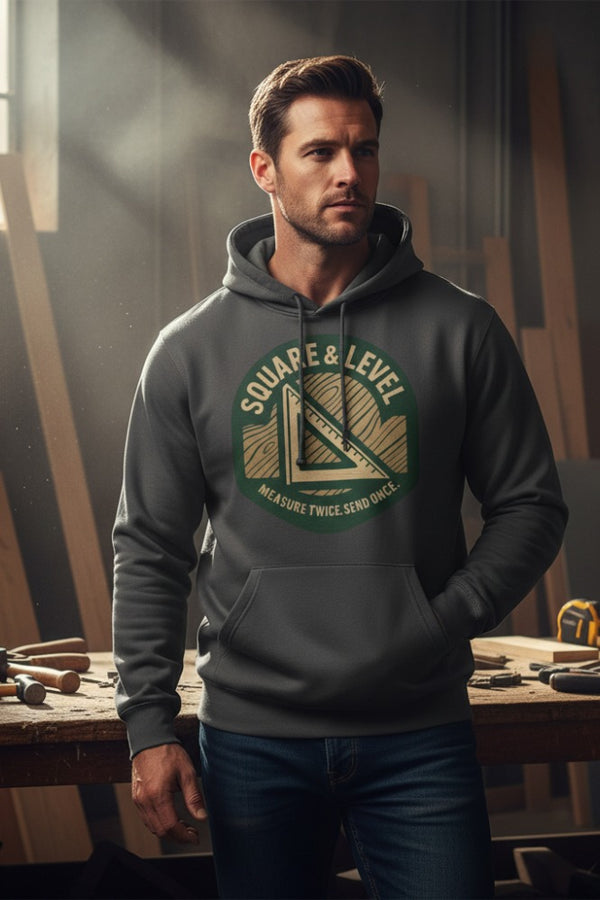 Square & Level Organic Hoodie — Measure Twice. Send Once.