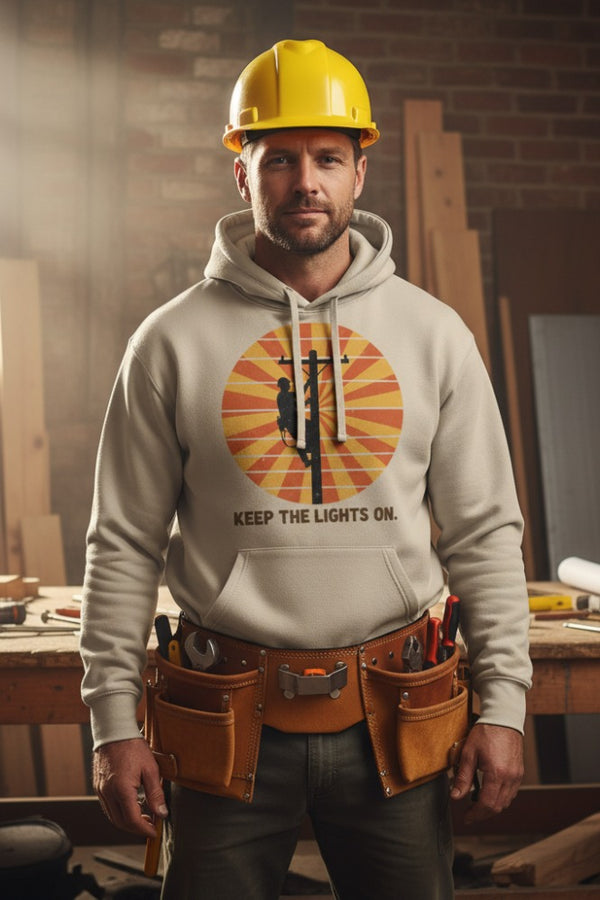 Keep The Lights On Hoodie - Retro Lineman Organic Pullover