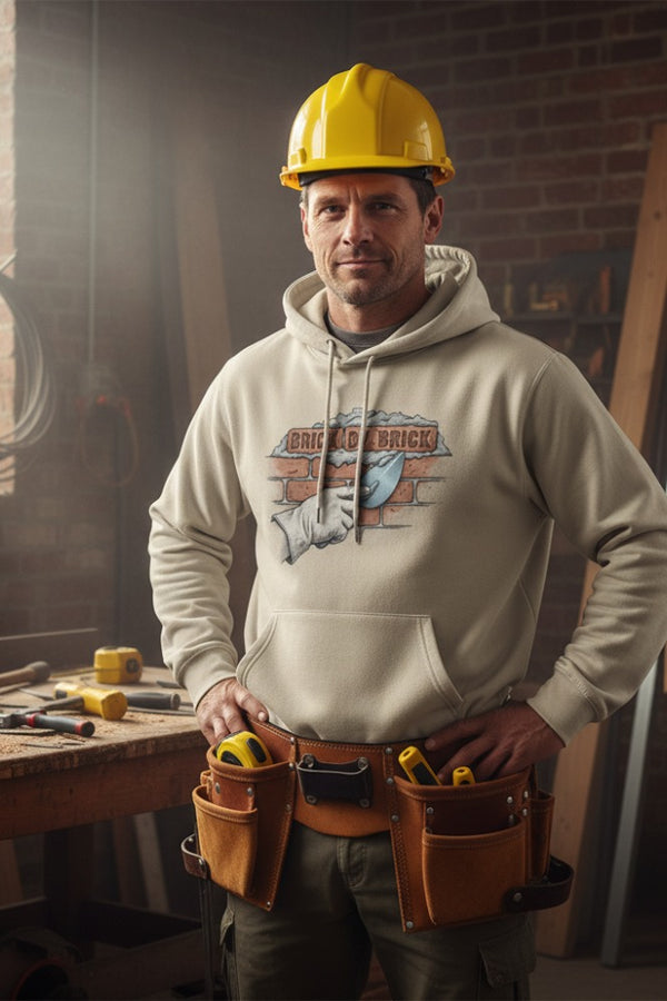 Brick By Brick Hoodie - Blue Collar Masonry Pullover