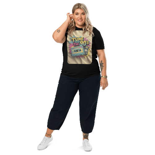 Tune into the 90s T-Shirt - Retro Cassette & Boombox Tee - Vintage Style - Design Delight Studio