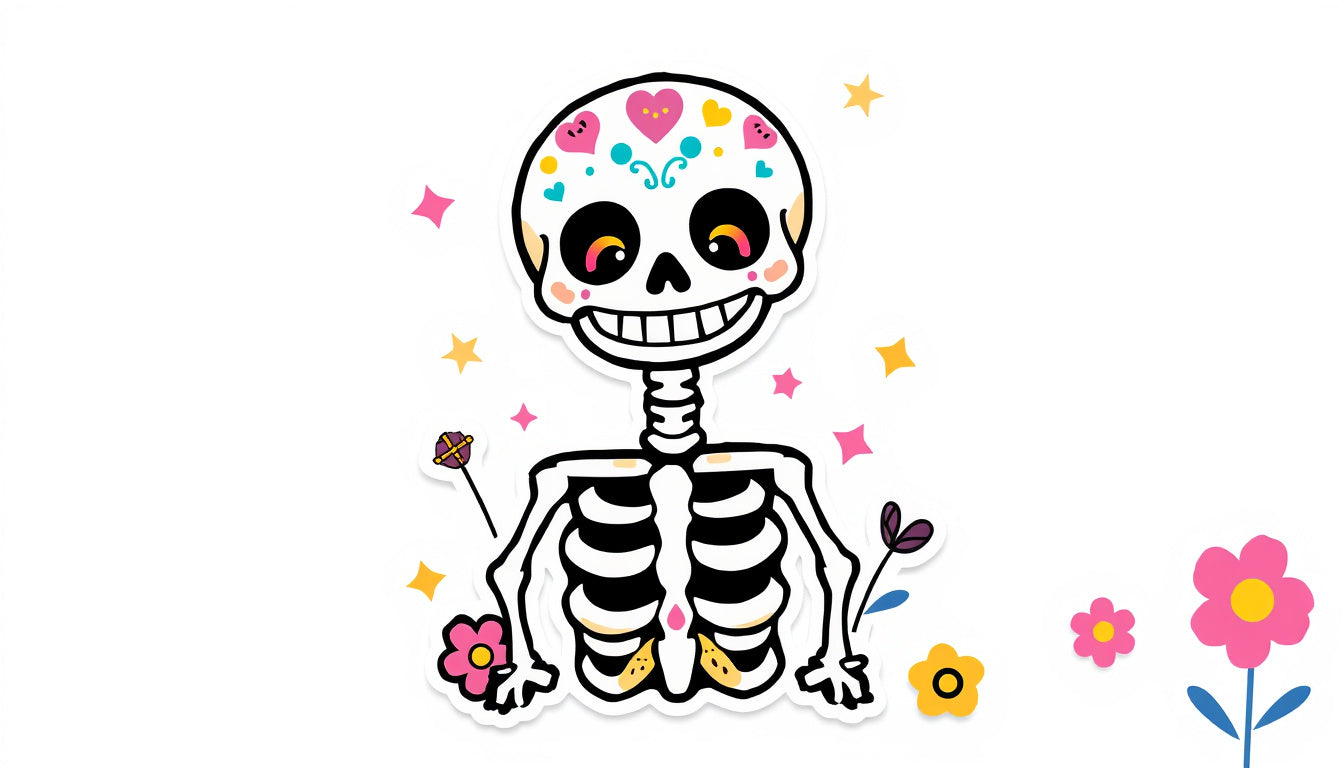 💀 Elevate Your Mood with this Whimsical Skeleton Sticker – Grab Yours Now! 🌟