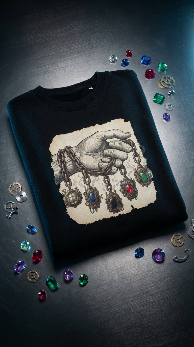 Steampunk Alchemist Chain Organic Cotton Sweatshirt | Design Delight Studio