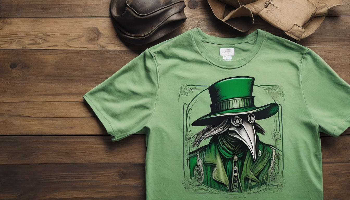 Discover the Luxe Green Style of the Retro Plague Doctor Tee on Shopify