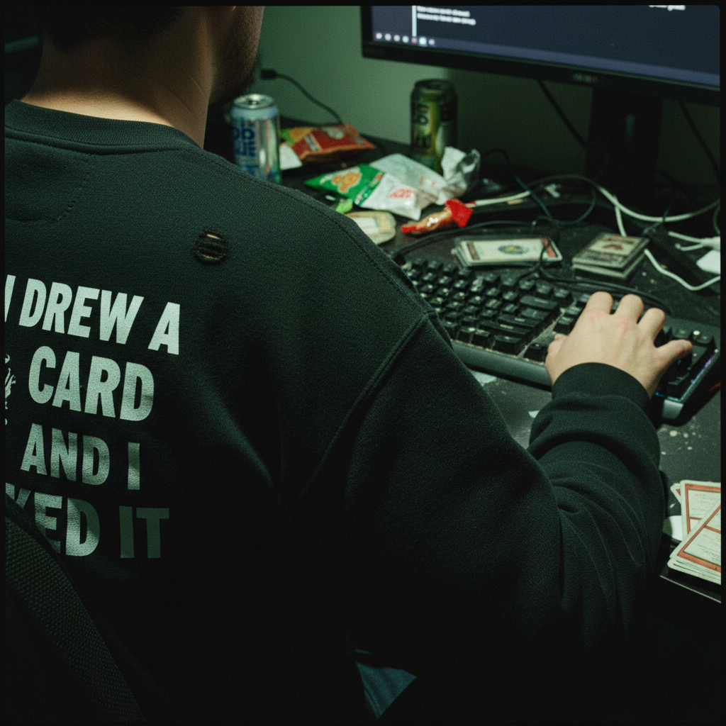 Close-up texture shot of 280 GSM organic cotton black sweatshirt showing the ribbed collar detail