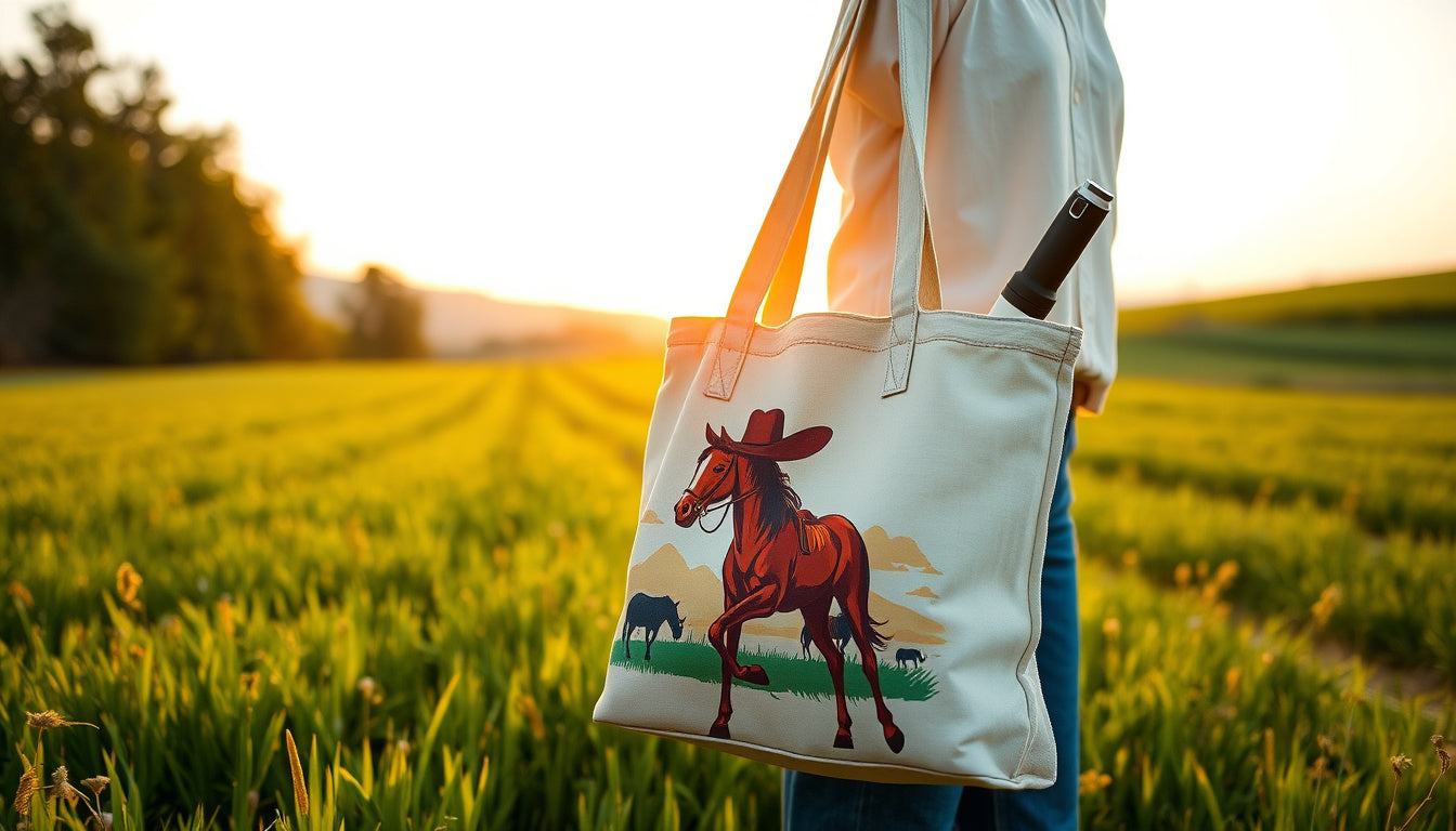 Eco-Conscious Bag: Combining Sustainability and Western Style with Organic Cotton Cowboy Totes