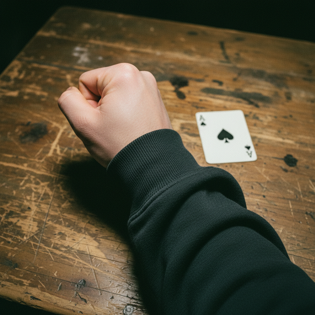 Flat lay of the I Drew A Card And I Liked It Organic Sweatshirt showing the 280 GSM texture and text design