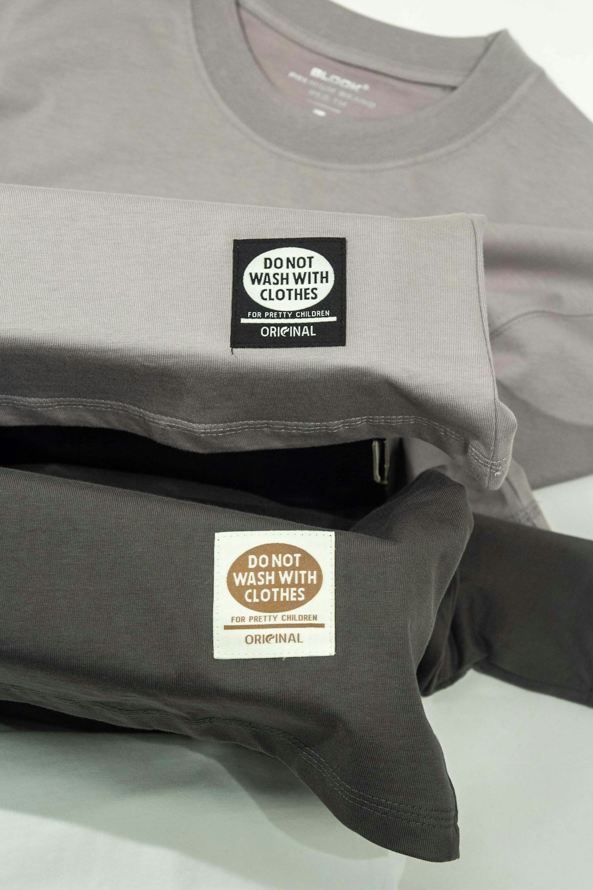 a close up of a shirt with a label on it