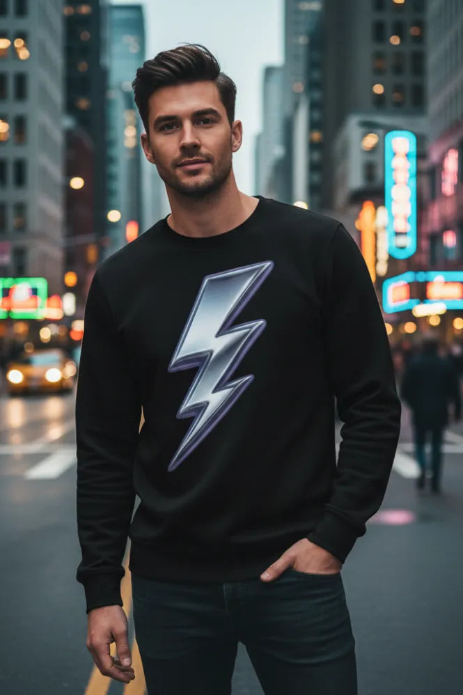 Charged with Style: The Chrome Lightning Bolt Sweatshirt – Your Ultimate Guide to Sustainable Retro & Y2K Fashion