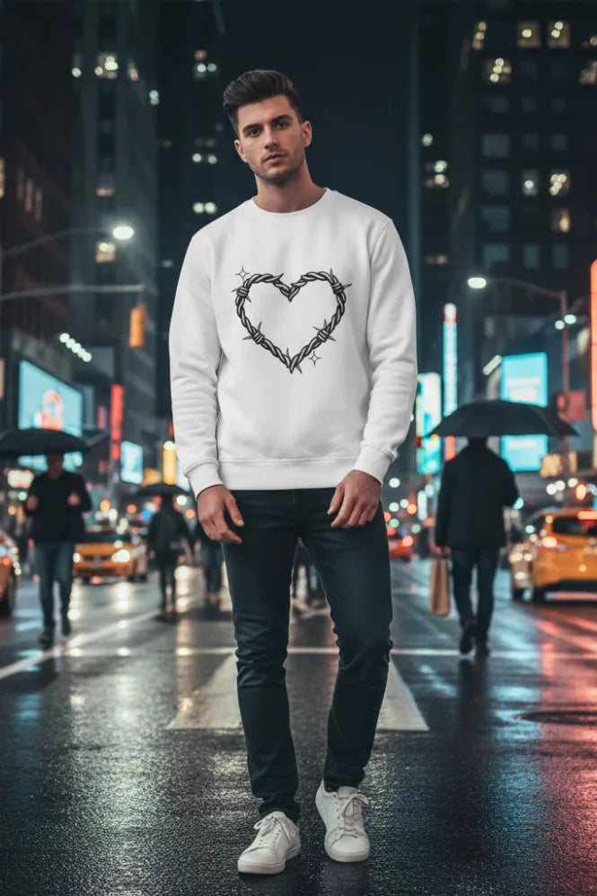 Beyond the Surface: The Barbed Wire Heart Sweatshirt – Sustainable Edge Meets Y2K Comfort
