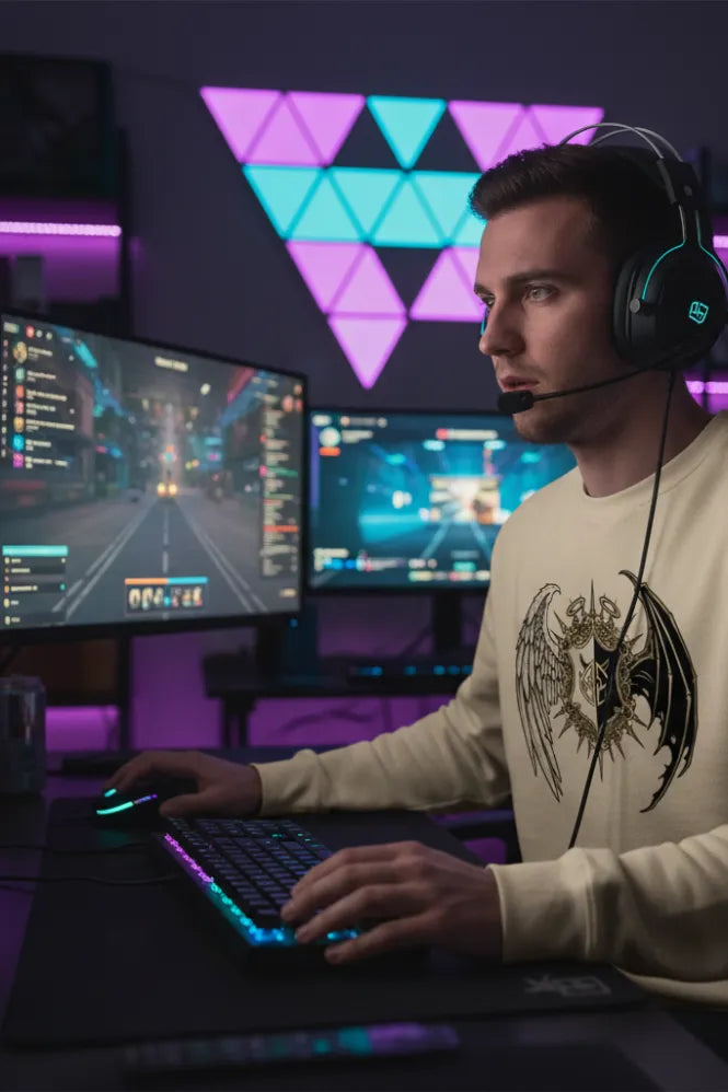 Post: Celestial Crest Organic Gamer Sweatshirt – Wings of Balance Edition