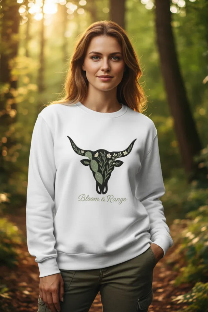 Post: Organic Floral Longhorn Bloom and Range Sweatshirt