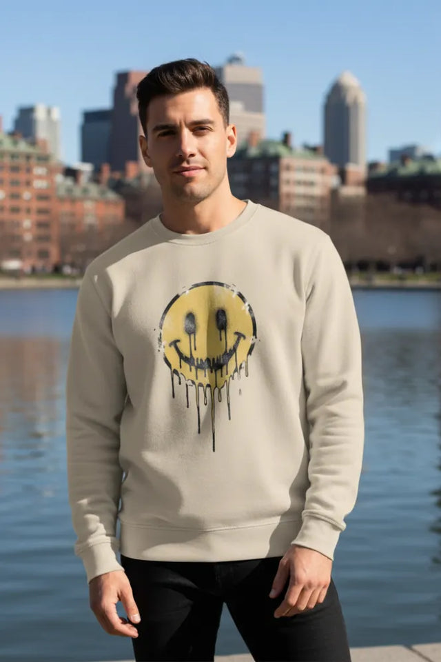 Drip Smiley Sweatshirt 90s Grunge Meets Organic Power