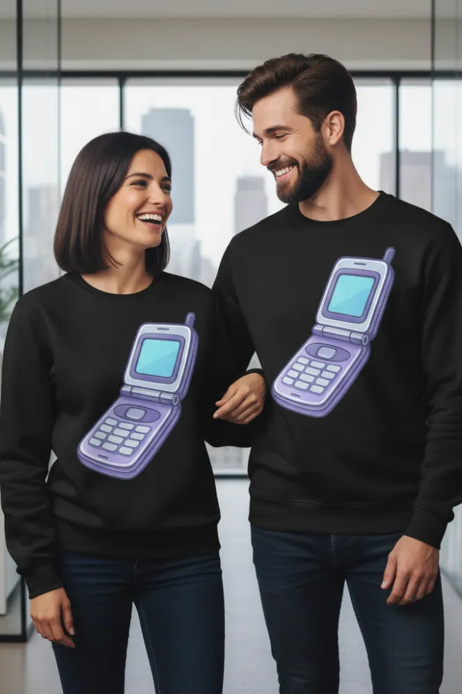 The Ultimate Sustainable Y2K Flip Phone Sweatshirt: GOTS Certified & Retro-Cool