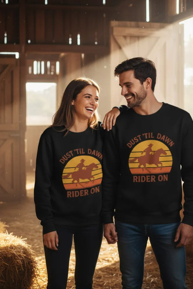 Ride into the Sunset: The 'Dust ’Til Dawn' Organic Cowboy Sweatshirt for the Modern Trailblazer