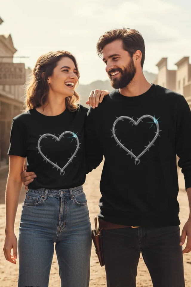 The **Ultimate Guide to Sustainable Western Style**: Unveiling the Organic Barbed Wire Heart Sweatshirt