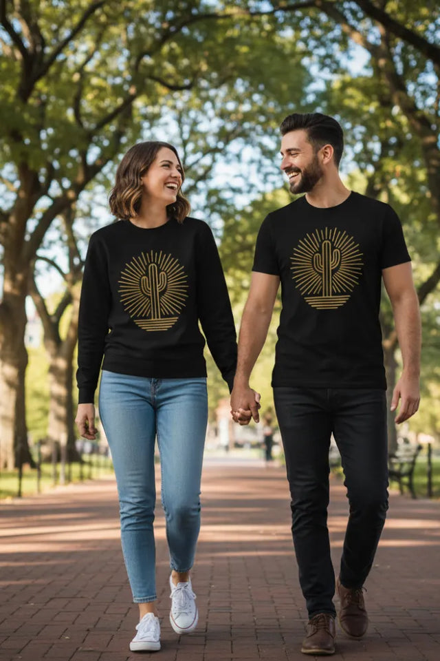 The Desert's Whisper A Sunburst Cactus Sweatshirt for the Grown-Up Gamer