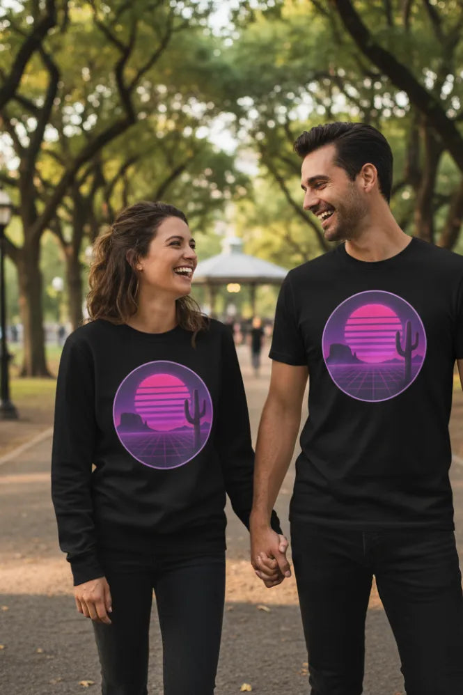 Organic Gamer Sweatshirt: Vaporwave Desert Sunset GOTS Certified Style