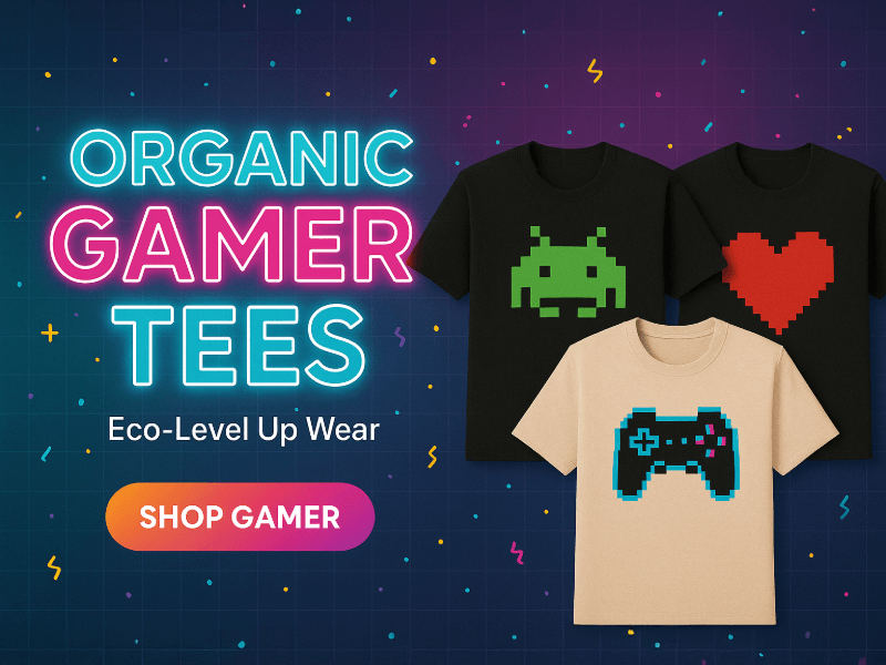 Organic Gamer T-Shirts | Eco Level-Up Wear