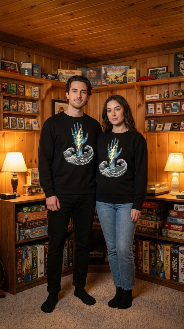 Electric Wave Organic Gamer Sweatshirt - Couple / Duo in Cozy Game Den - Legendary Pull