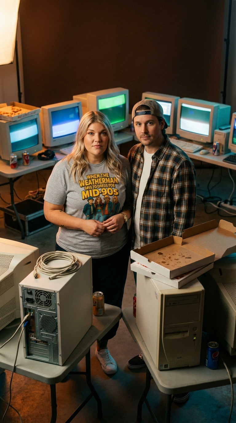 Dress for Mid 90s Organic Cotton Tee - Couple / Duo in 90s LAN Party - 90s Grunge Revival