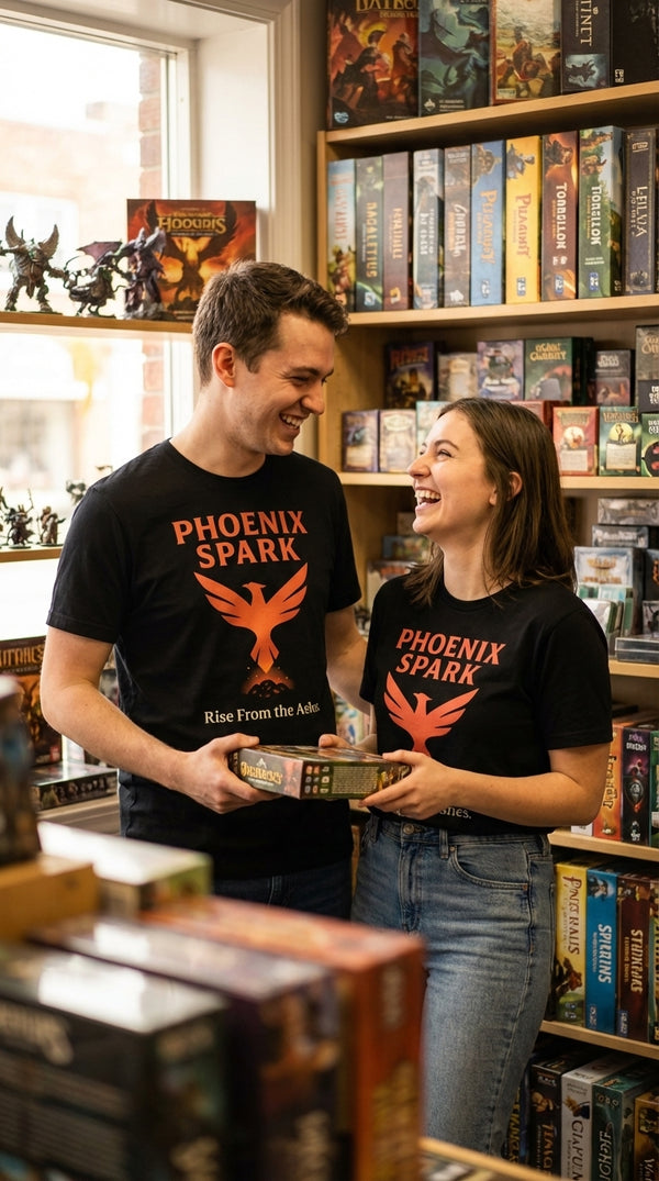 Phoenix Spark Tee - Organic Cotton Unisex - Couple / Duo in Local Game Store - Legendary Pull