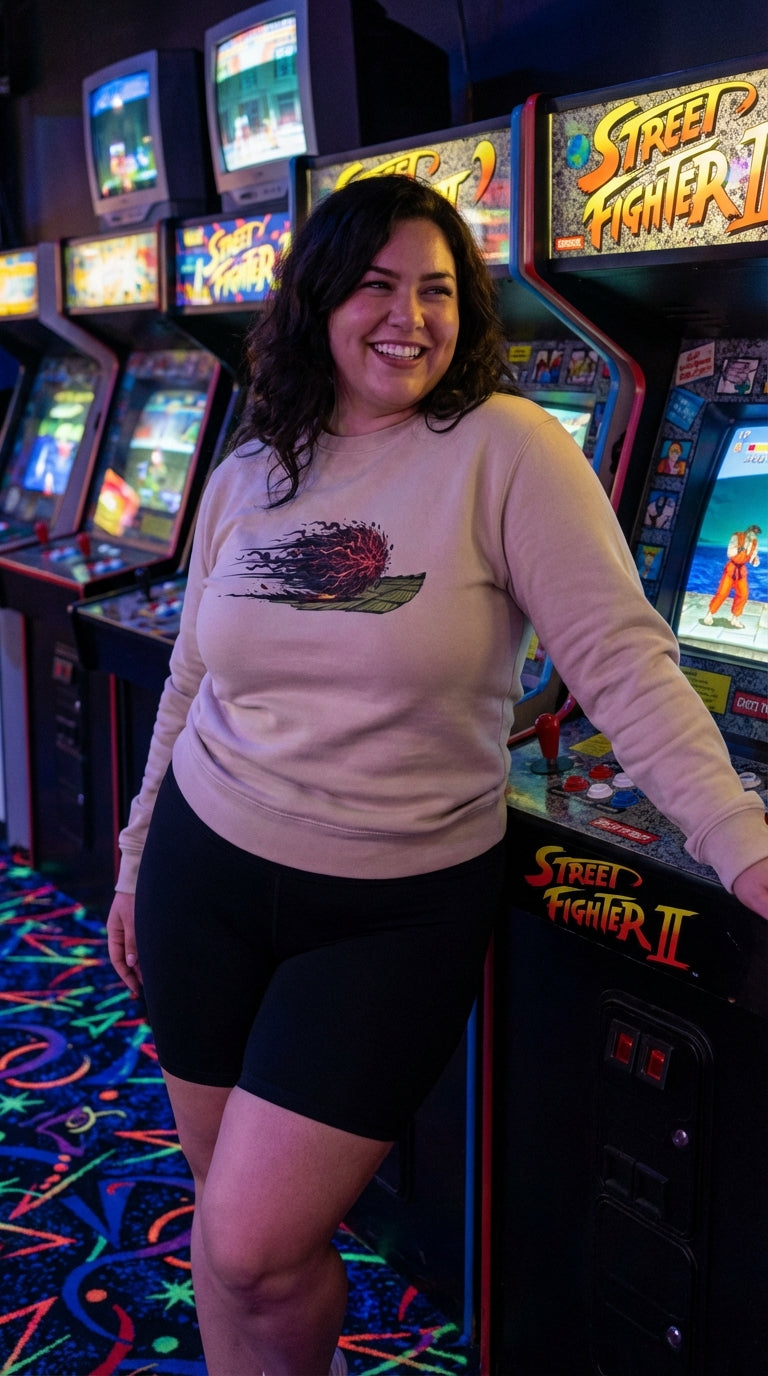 Turbo Spin Dash Organic Cotton Sweatshirt - Retro Plus Arcade in Neon Arcade Alley - Mana Color Aesthetic