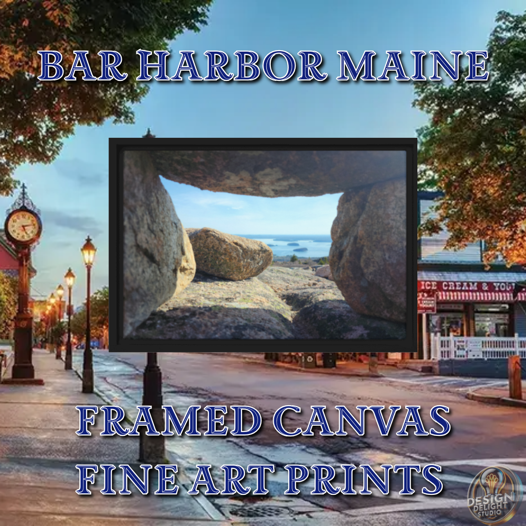 stunning bar harbor rock framed print