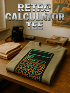 Organic Cotton T‑shirt – Unisex Neon Retro Calculator Tee - Design Delight Studio
