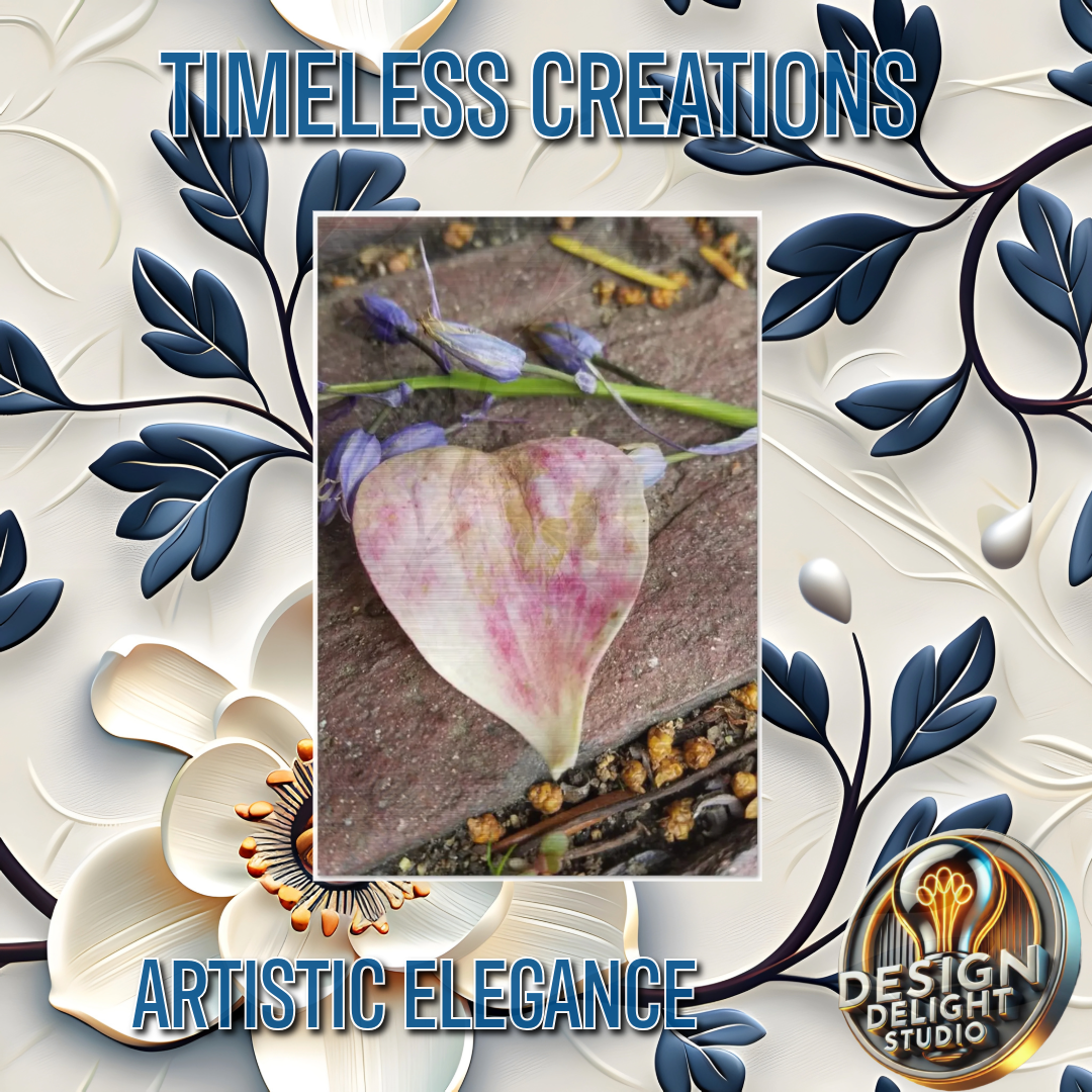 Intricate heart-shaped leaf design printed on brushed aluminum, showcasing natural elegance with a modern metallic finish. Perfect for sophisticated nature-inspired decor.