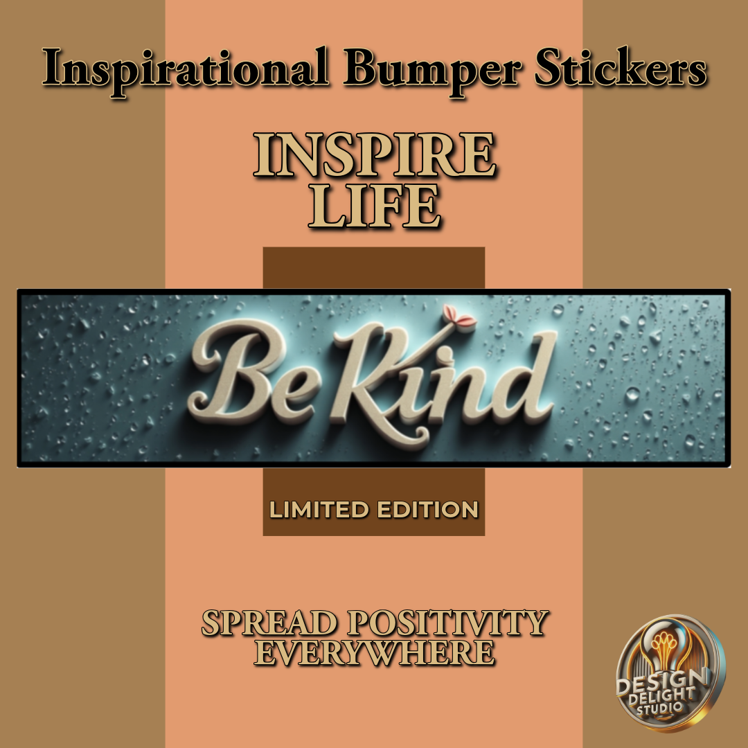 Transform Every Drive with Our Inspirational ‘Be Kind’ Bumper Sticker – Limited Edition! - Design Delight Studio