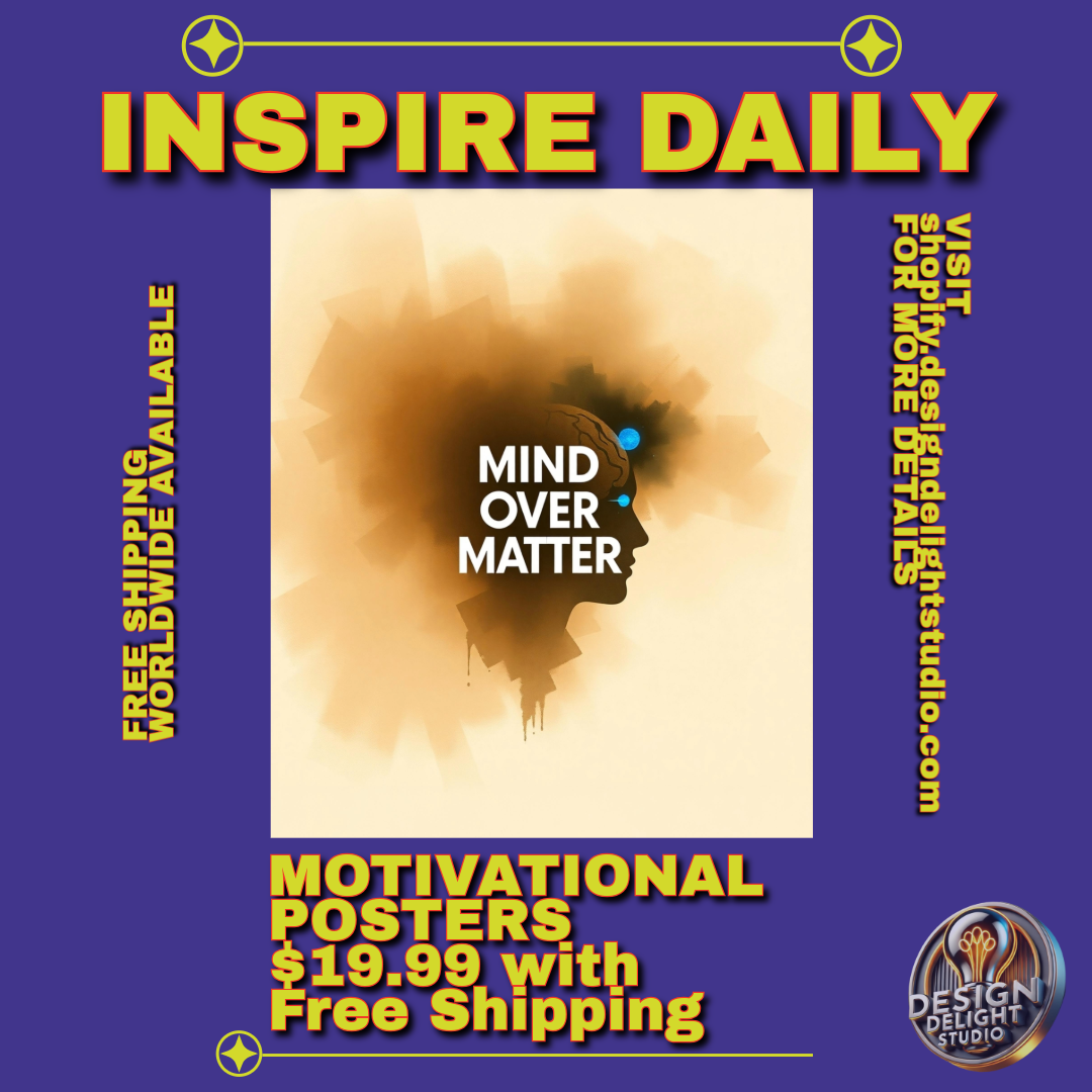 Mind Over Matter Motivational Poster – Abstract Inspirational Wall Art for Home, Office, or Gym – High-Quality Print with Free Shipping.