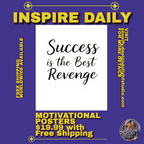 Success Is the Best Revenge Motivational Poster – Black and White Inspirational Wall Art for Office or Home Décor – Premium Print with Free Shipping.