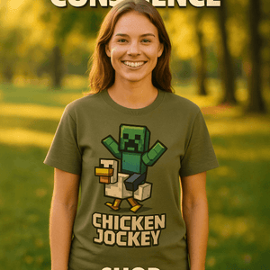 Organic Ring-Spun Meme Tee Pixel Art Chicken Jockey