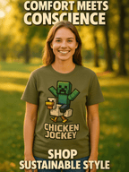 Organic Ring-Spun Meme Tee Pixel Art Chicken Jockey - Design Delight Studio