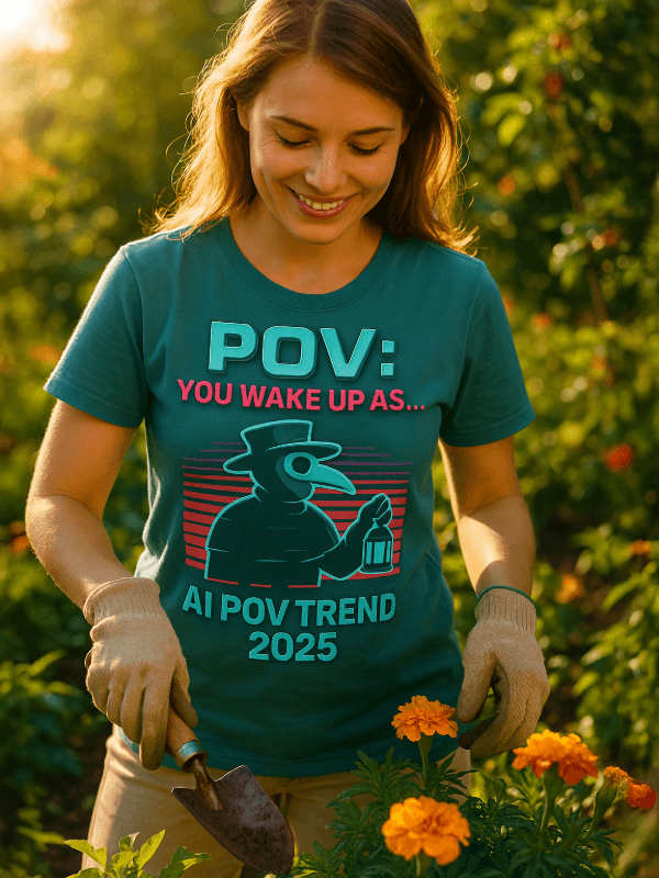 Organic Ring-Spun Meme Tee VHS Retro Plague Doctor POV 2025 - Design Delight Studio