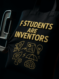 Organic Cotton Tote F Students Are Inventors Chalkboard - Design Delight Studio