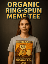 Organic Ring-Spun Meme Tee Owl Egg Surprise 2025 - Design Delight Studio