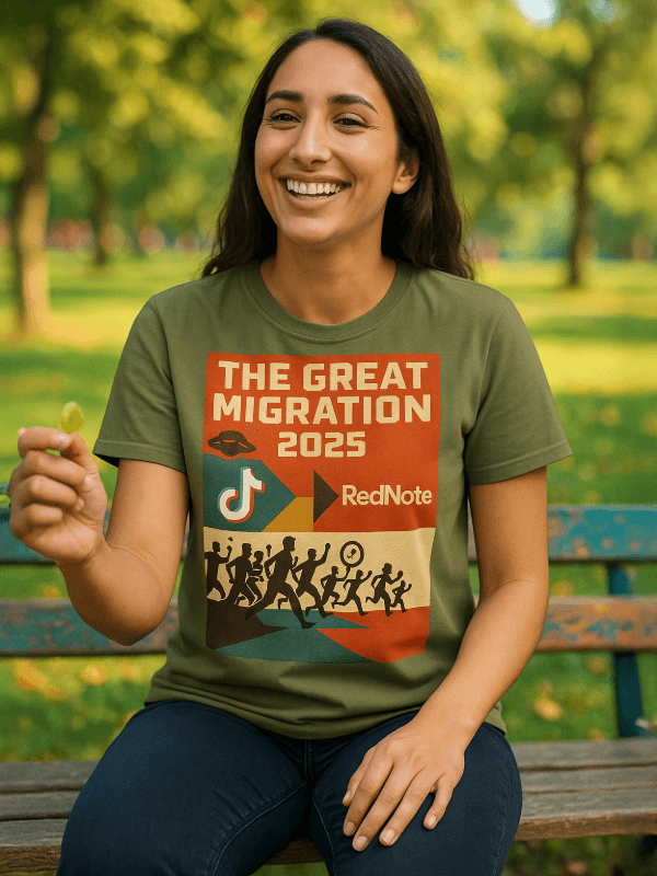 Organic Ring-Spun Meme Tee Great Migration 2025 Exodus - Design Delight Studio