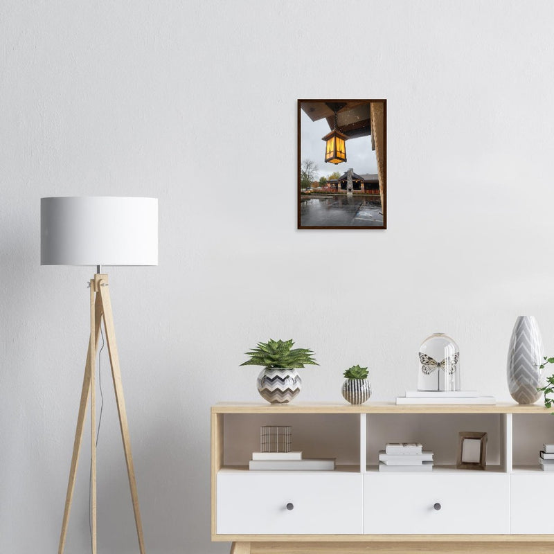 A vintage lantern elegantly hanging from a ceiling, showcasing warm rustic charm and timeless design, perfect for cozy indoor decor or artistic inspiration.